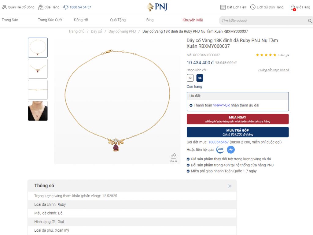 Chi co tai PNJ mua hang bang 2 click giao nhanh trong 3 gio va nhieu tien ich khac khi shopping online 1