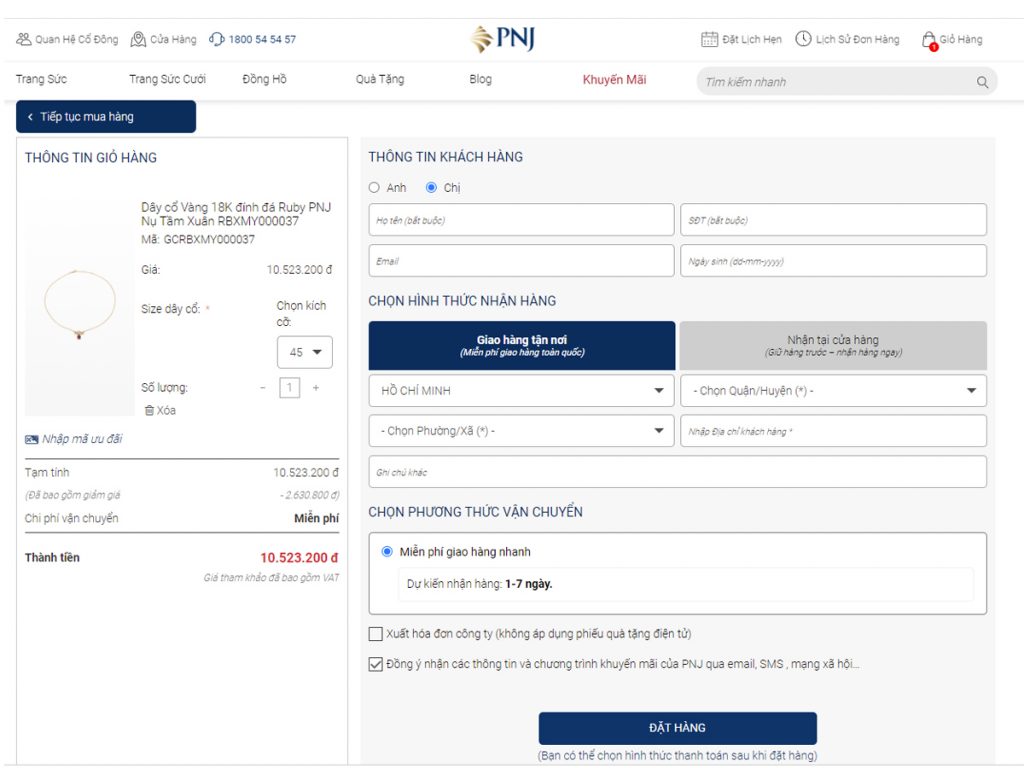 Chi co tai PNJ mua hang bang 2 click giao nhanh trong 3 gio va nhieu tien ich khac khi shopping online 2