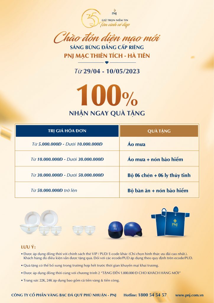 TTKH PNJ HÀ TIÊN KHAI TRƯƠNG DIỆN MẠO MỚI, TƯNG BỪNG ƯU ĐÃI 2 02 1