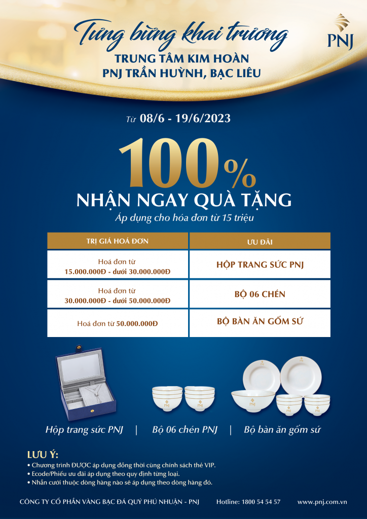 TƯNG BỪNG KHAI TRƯƠNG TRUNG TÂM KIM HOÀN PNJ TRẦN HUỲNH, BẠC LIÊU - NGẬP TRÀN ƯU ĐÃI HẤP DẪN 2 02