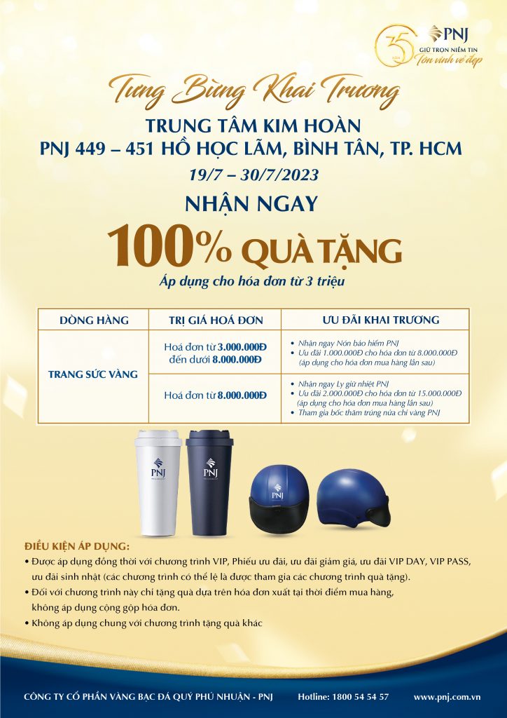 TƯNG BỪNG KHAI TRƯƠNG TRUNG TÂM KIM HOÀN PNJ HỒ HỌC LÃM, BÌNH TÂN- NGẬP TRÀN ƯU ĐÃI HẤP DẪN! 2 02 2