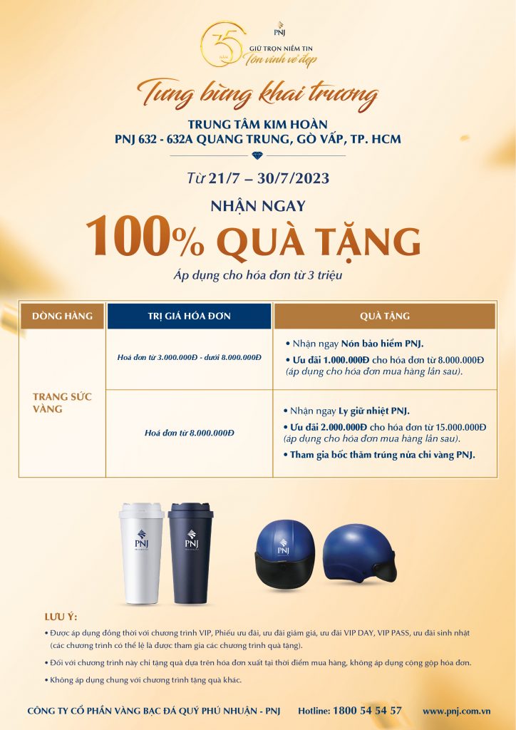 HÂN HOAN KHAI TRƯƠNG TRUNG TÂM KIM HOÀN PNJ 632 - 632A QUANG TRUNG, GÒ VẤP, TP. HCM - NGẬP TRÀN ƯU ĐÃI HẤP DẪN! 2 02 5