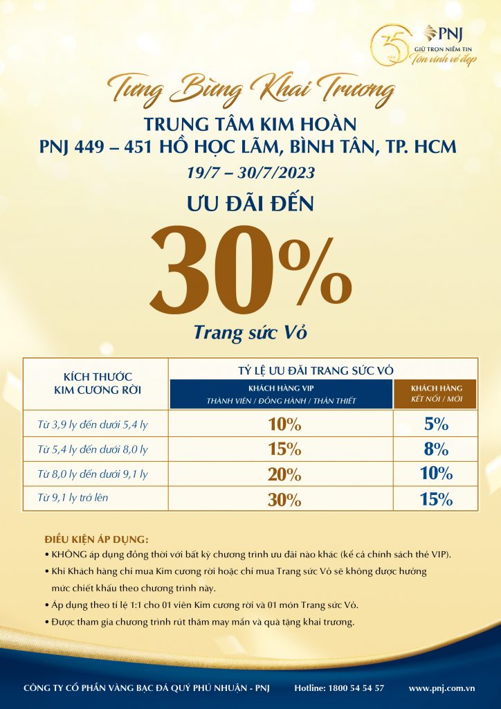 TƯNG BỪNG KHAI TRƯƠNG TRUNG TÂM KIM HOÀN PNJ HỒ HỌC LÃM, BÌNH TÂN- NGẬP TRÀN ƯU ĐÃI HẤP DẪN! 4 04 2