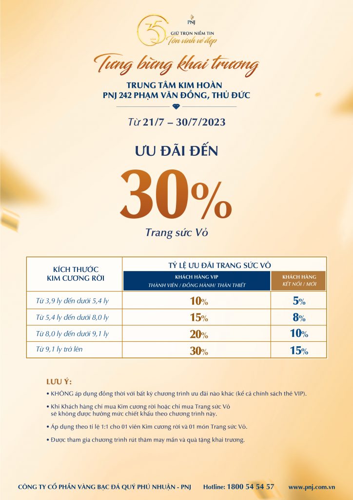 HÂN HOAN KHAI TRƯƠNG TRUNG TÂM KIM HOÀN PNJ 242 PHẠM VĂN ĐỒNG, THỦ ĐỨC - NGẬP TRÀN ƯU ĐÃI HẤP DẪN! 4 04 4