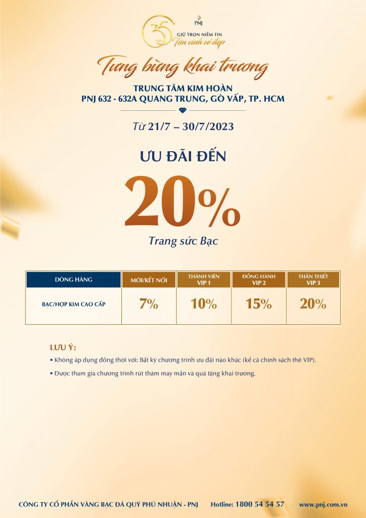 HÂN HOAN KHAI TRƯƠNG TRUNG TÂM KIM HOÀN PNJ 632 - 632A QUANG TRUNG, GÒ VẤP, TP. HCM - NGẬP TRÀN ƯU ĐÃI HẤP DẪN! 5 05 6