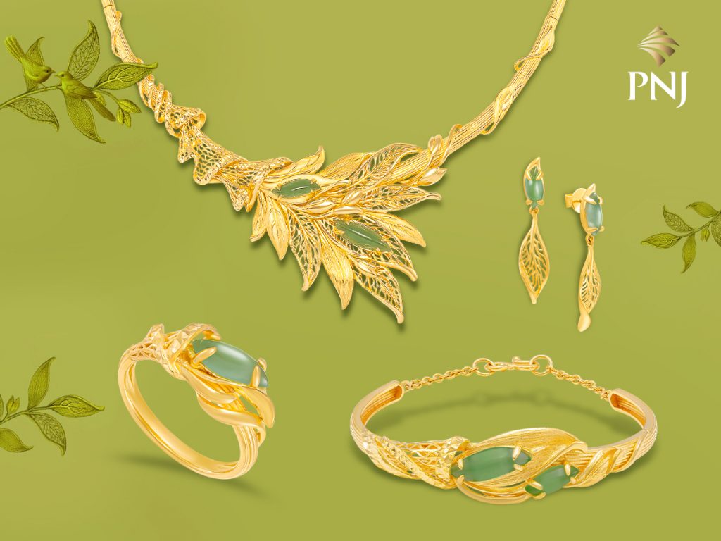 Khám phá 2 bộ trang sức cưới 24K ý nghĩa dành cho cô dâu trong mùa cưới 2025 2 canh vang la ngoc