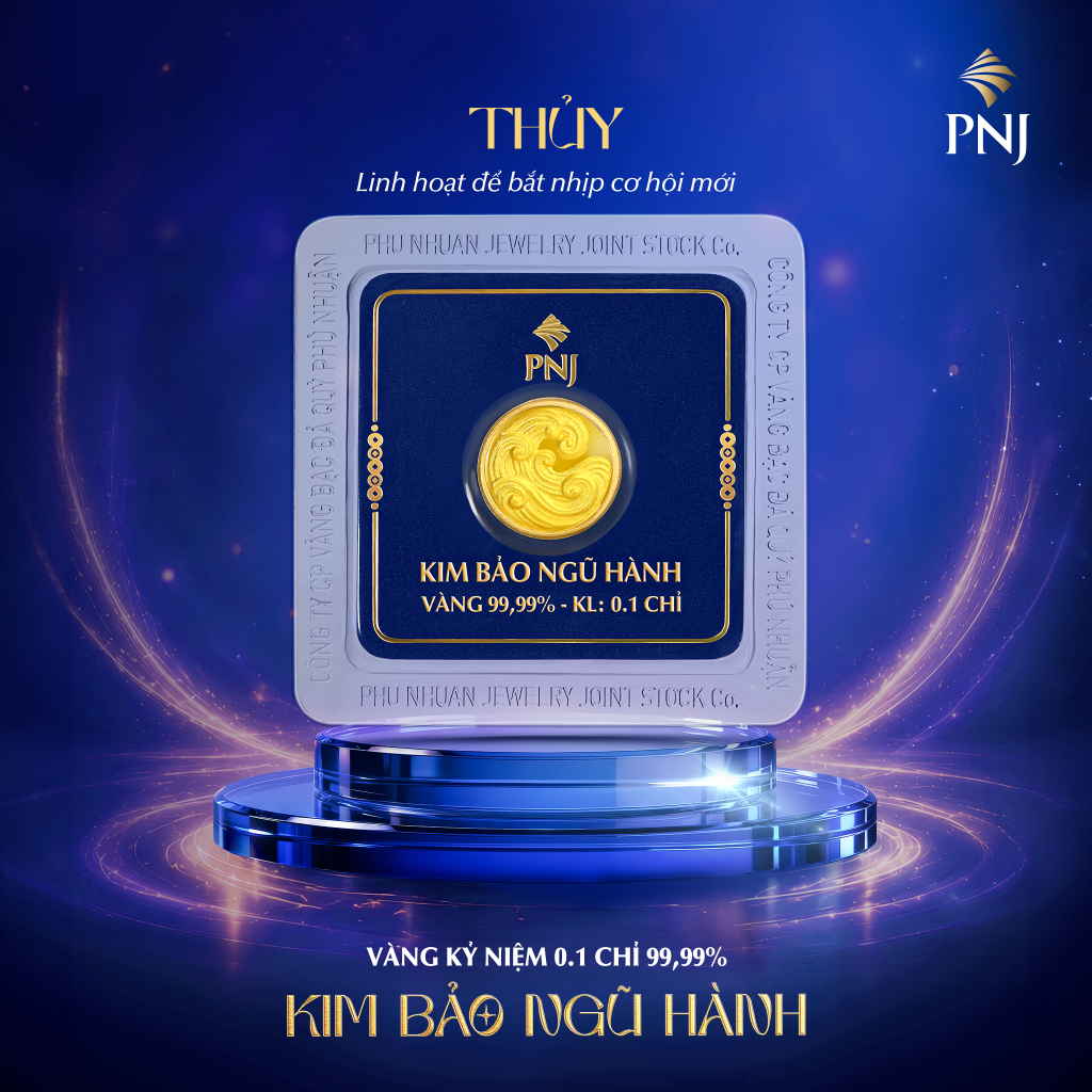 PNJ RA MẮT BST VÀNG KỶ NIỆM 0.1 CHỈ 99,99% KIM BẢO NGŨ HÀNH 4 5 KBNH Thuy